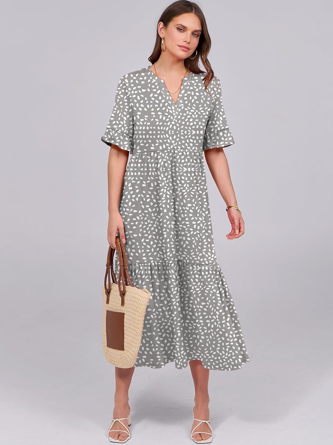 Thumbnail 2 de ANRABESS Women's Summer Maxi Dress with Ruffle Short Sleeves — Boho Tiered Beach Dress