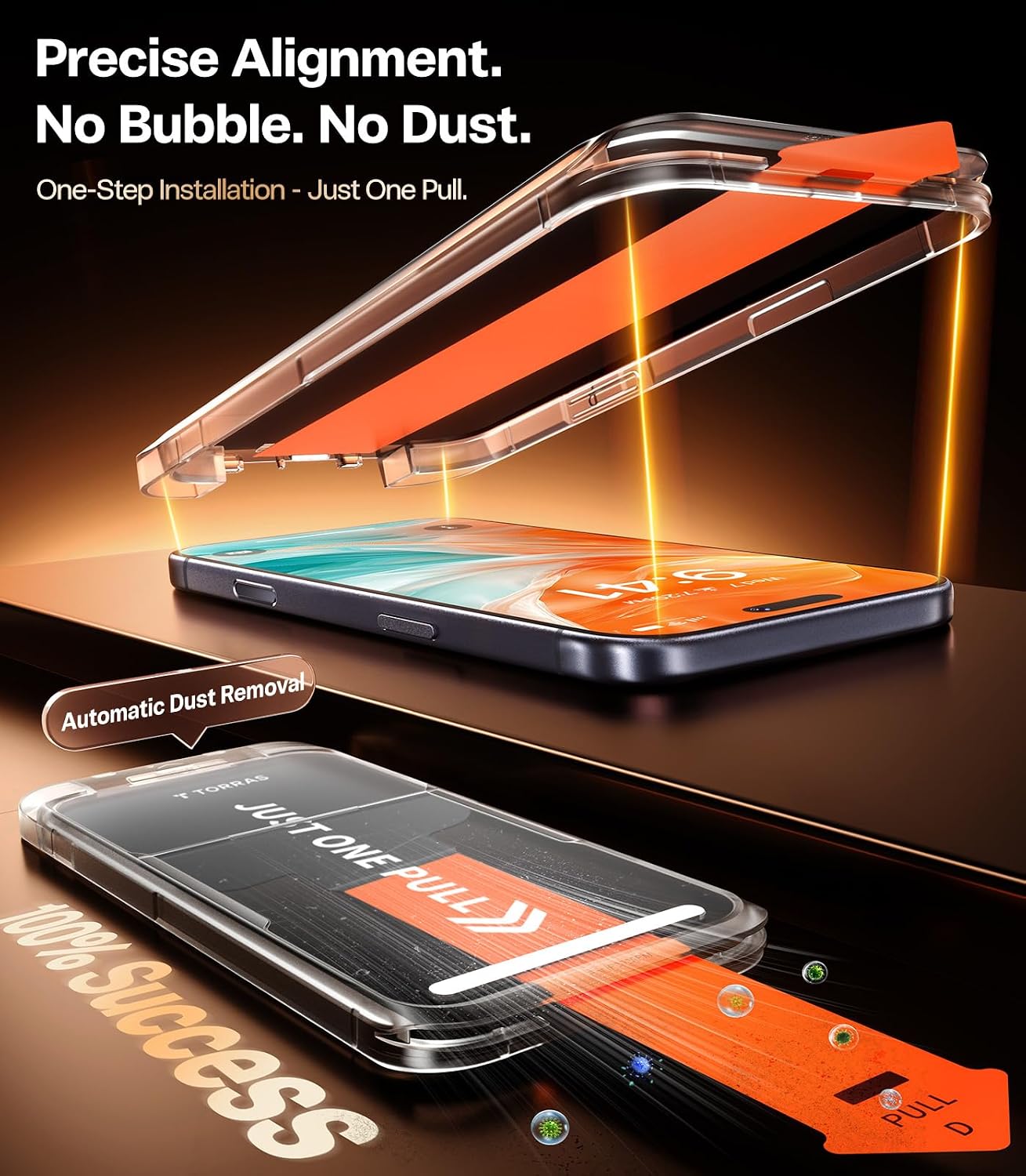 Detalle de TORRAS TRIP17PSPPR Privacy Screen Protector for iPhone 17 Pro, 9H+ Glass