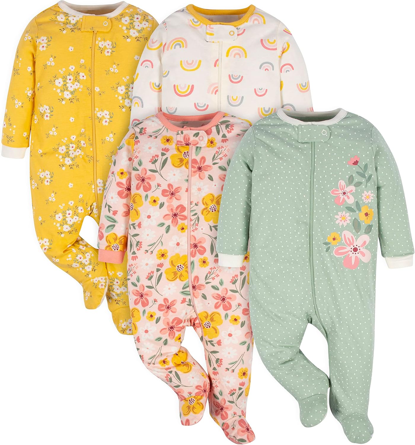 Thumbnail 6 de Gerber Baby Girls 4 Pack Sleep 'N Play Footed Sleepers