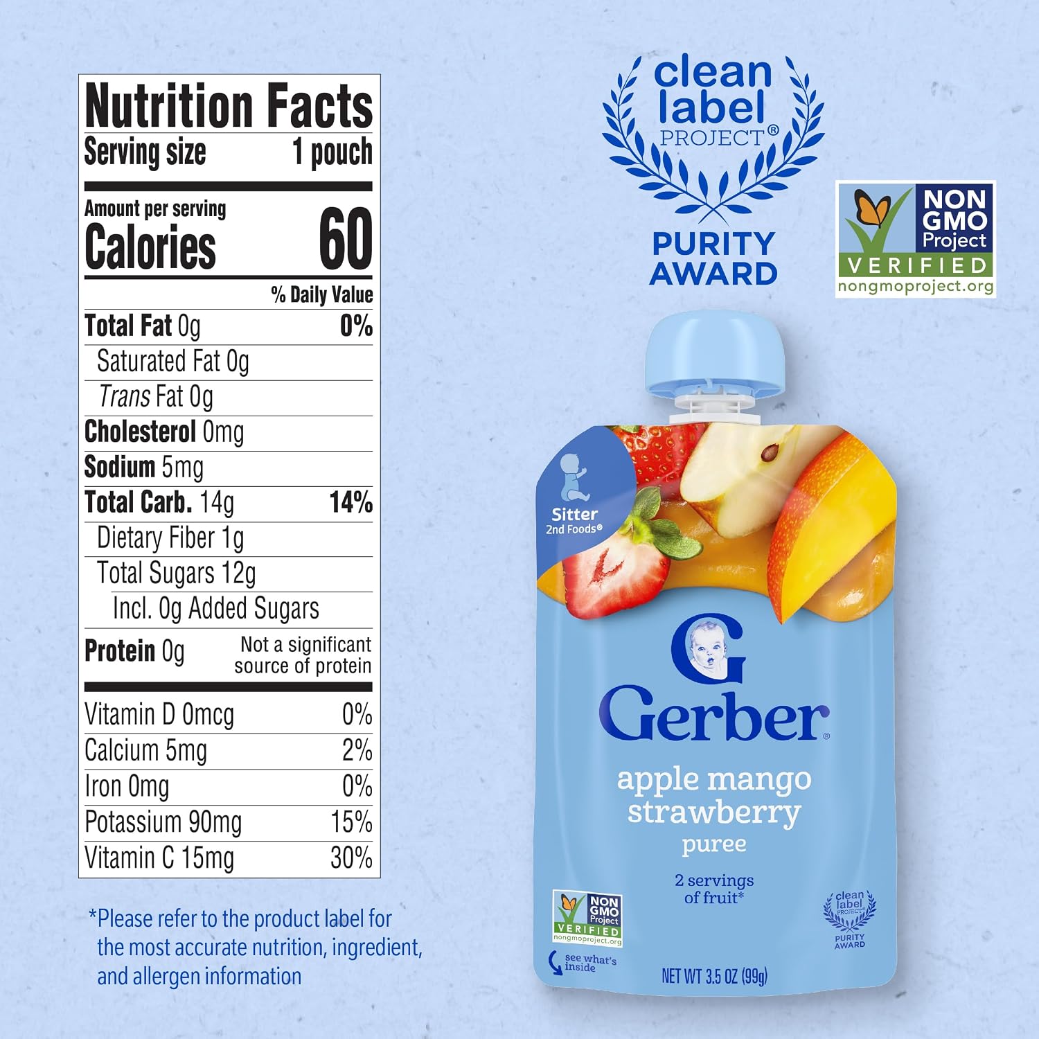 Detalle de Gerber Fruit Puree Pouches, 3.5 oz