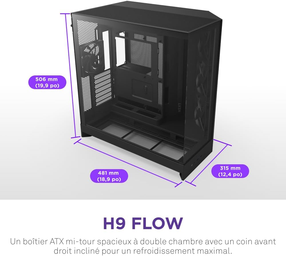 Detalle 2 de NZXT H9 Flow (2025) boîtier ATX Mid-Tower
