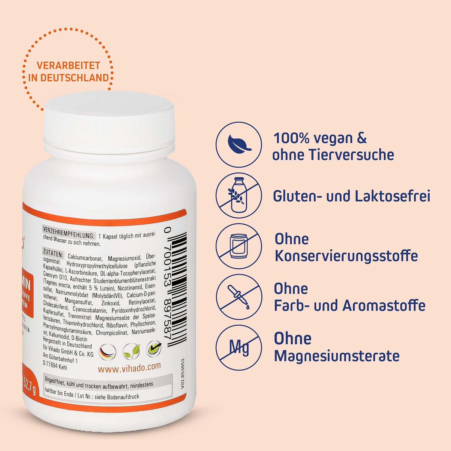 Thumbnail 2 de Vihado Multivitamin – Vitamine A-Z und Multimineral-Komplex, 60 Kapseln