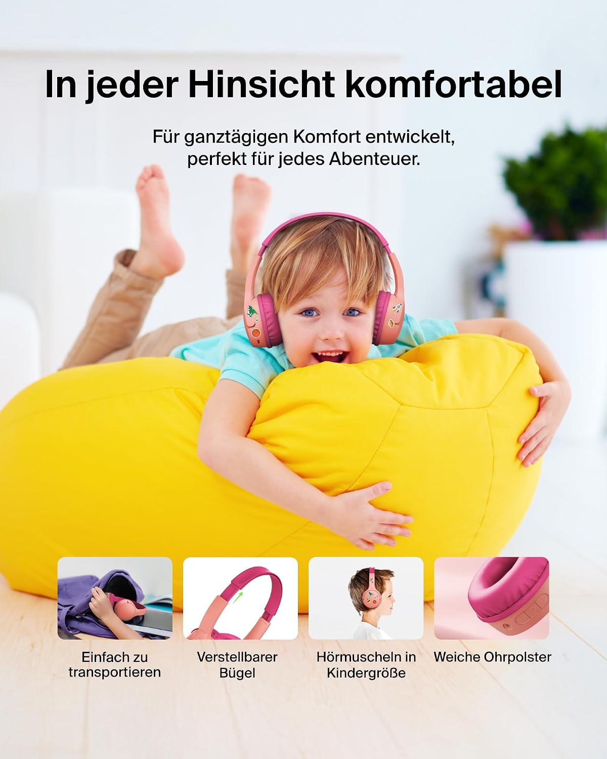 Thumbnail 6 de Belkin SoundForm Mini Kinderkopfhörer Rosa