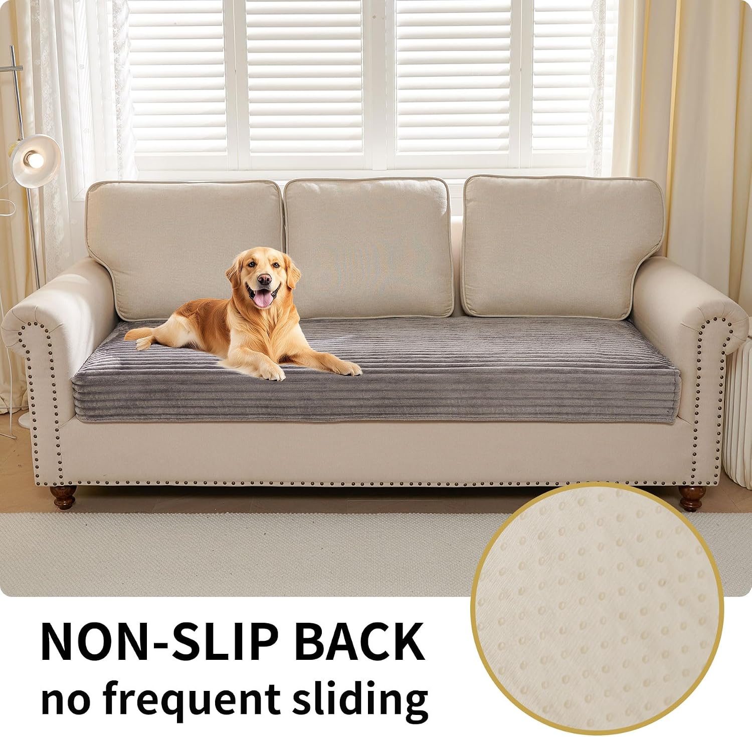 Detalle 2 de HAOMAIJIA Waterproof Couch Cover for Dogs (Grey, 35" x 74")
