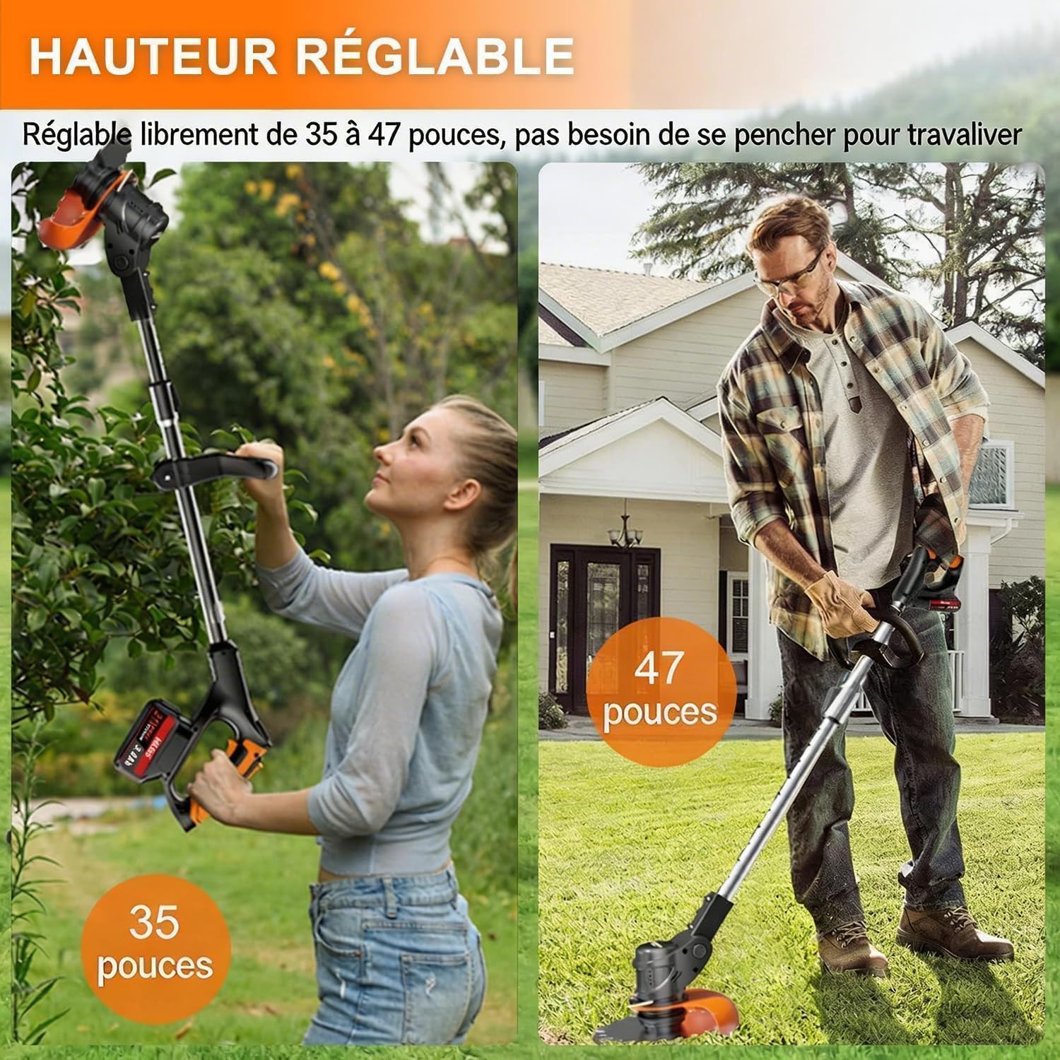 Thumbnail 2 de Débroussailleuse électrique sans fil 21V – 2 batteries 4,0 Ah, chargeur rapide et 5 lames