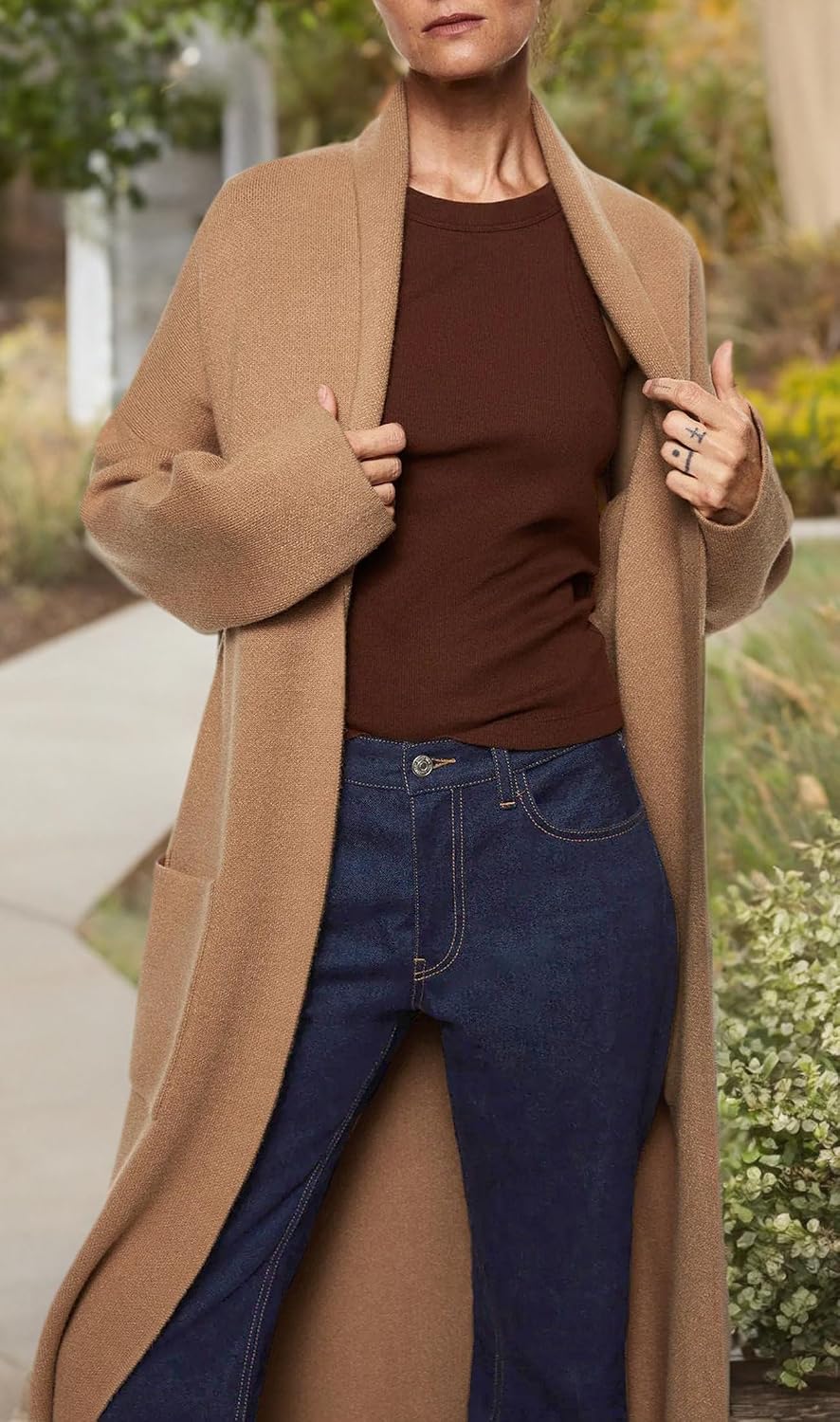 Thumbnail 5 de Womens Long Sleeve Maxi Cardigan Oversized Knitted Sweater Coat