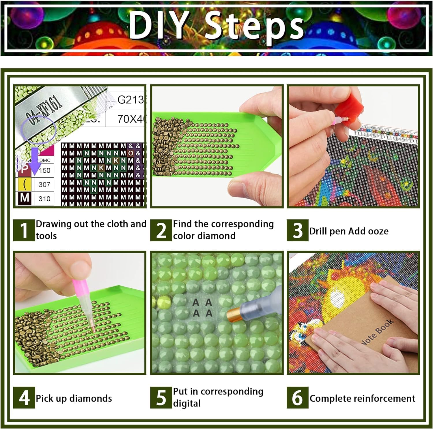 Thumbnail 6 de Qianbaiuk Diamond Painting Set – 2er-Pack Diamond Painting Strands für Erwachsene (12x16 Zoll)