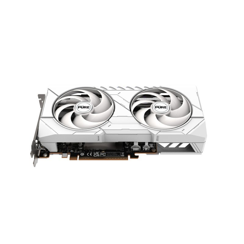 Detalle de Sapphire Radeon RX 9060 XT 16GB Dual-X iluminación blanca