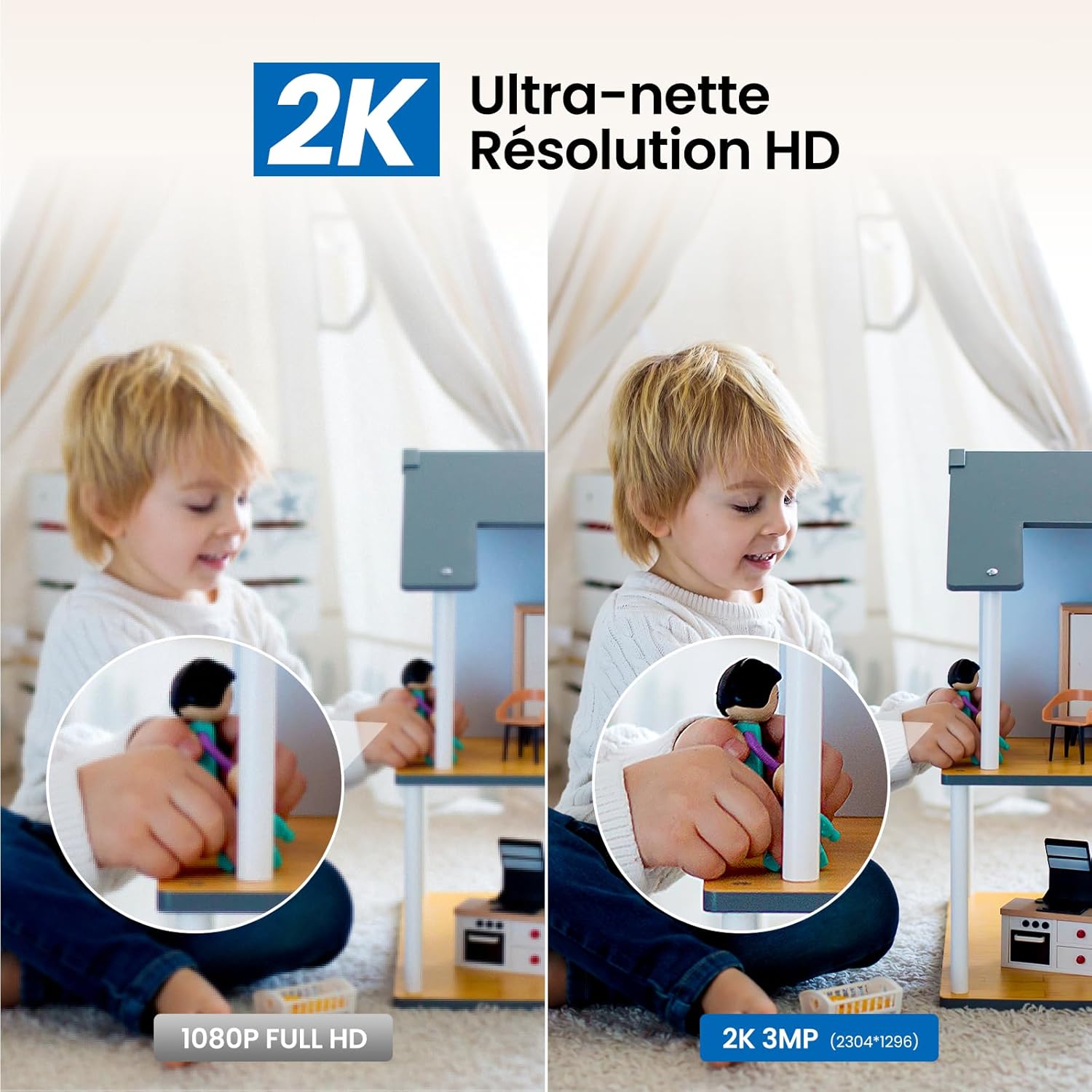Thumbnail 2 de Cinnado 2K Indoor WiFi CCTV Camera 2-pack