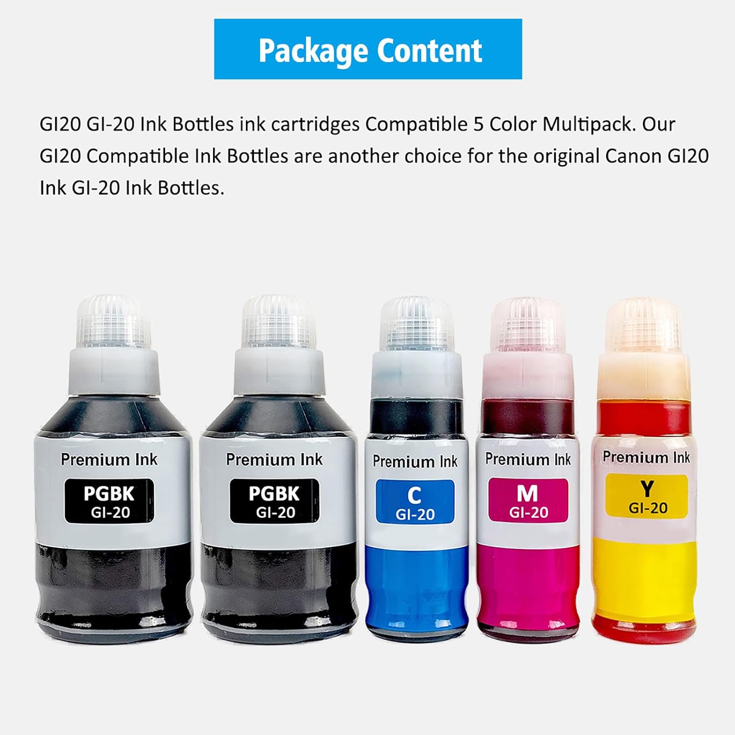 Detalle de TONTINTA GI20-5C GI-20 Compatible Ink Bottle Multipack, 5 Colours