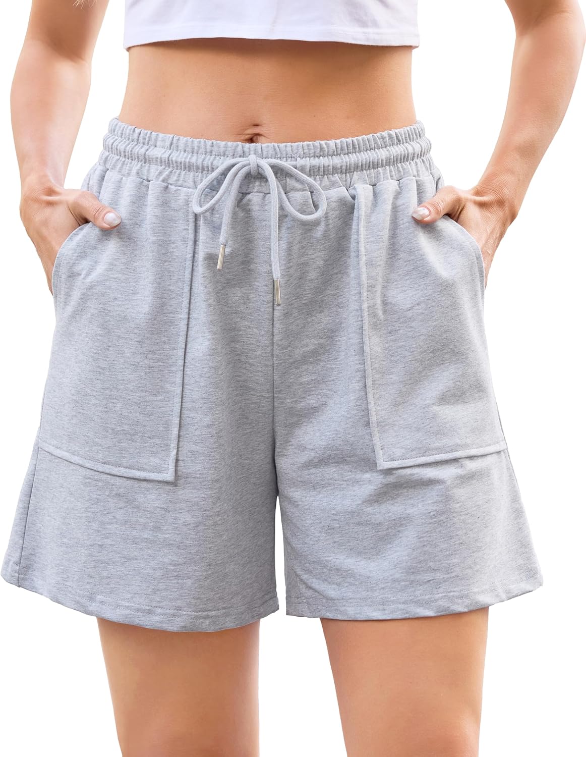 Thumbnail 6 de Wikoan pantaloncini sportivi da donna estivi in cotone misto con tasche e coulisse S–XXL