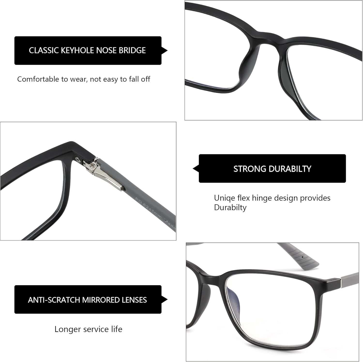 Thumbnail 2 de ZENOTTIC Lesebrille eckig Blaulichtfilter für Herren
