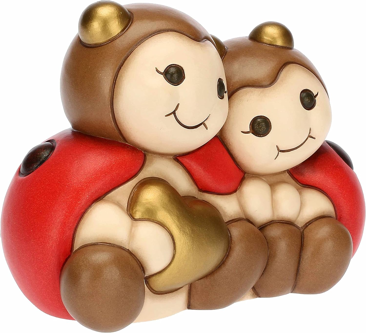 Detalle de Bomboniera THUN in ceramica decorata a mano con coppia di coccinelle e cuore – Linea Bomboniere