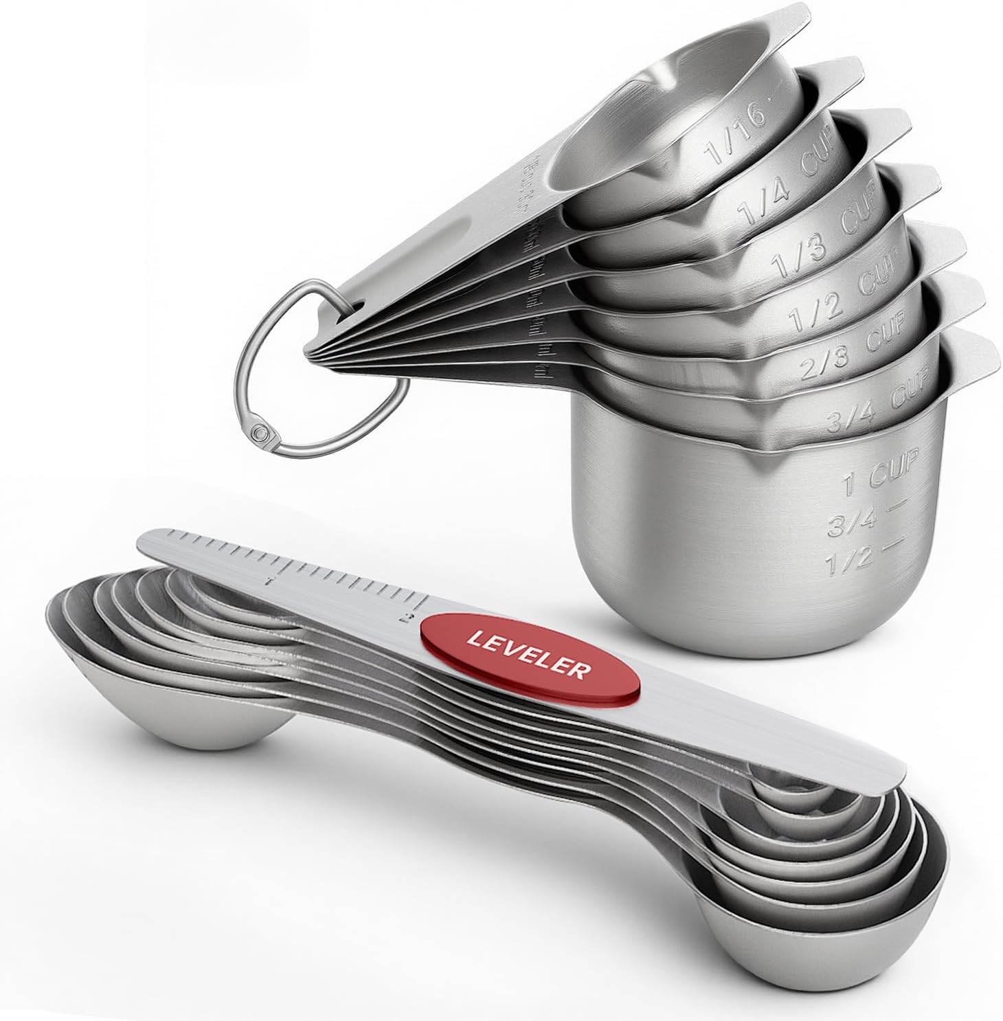 Thumbnail 6 de ChefAide Pack of 8 Stainless Steel Magnetic Measuring Spoons Set (Dual Sided, Stackable)