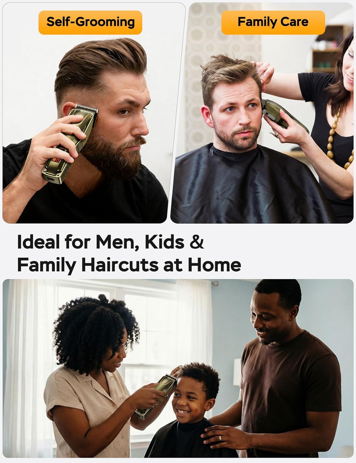 Thumbnail 5 de GinJee Cordless & Corded Hair Clippers for Men (Gold) with LED, 5H Runtime, Waterproof Blade