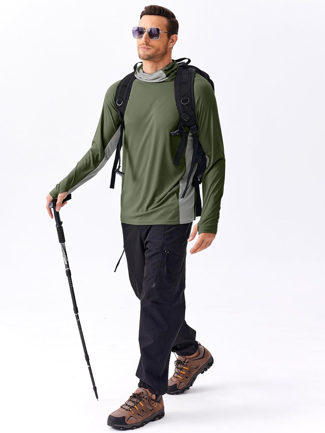 Thumbnail 1 de PINSPARK Men’s Sun Protection Hoodie with Mask UPF 50+ Long Sleeve Rash Guard Shirt