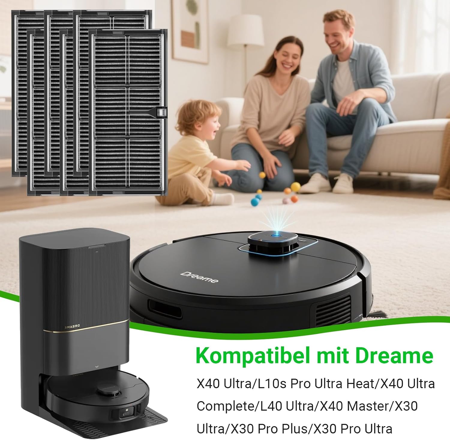 Detalle de Bpbdzz 6er Filter-Zubehör für Dreame X40 Ultra Complete/X40 Master & weitere Modelle – wiederverwendbar