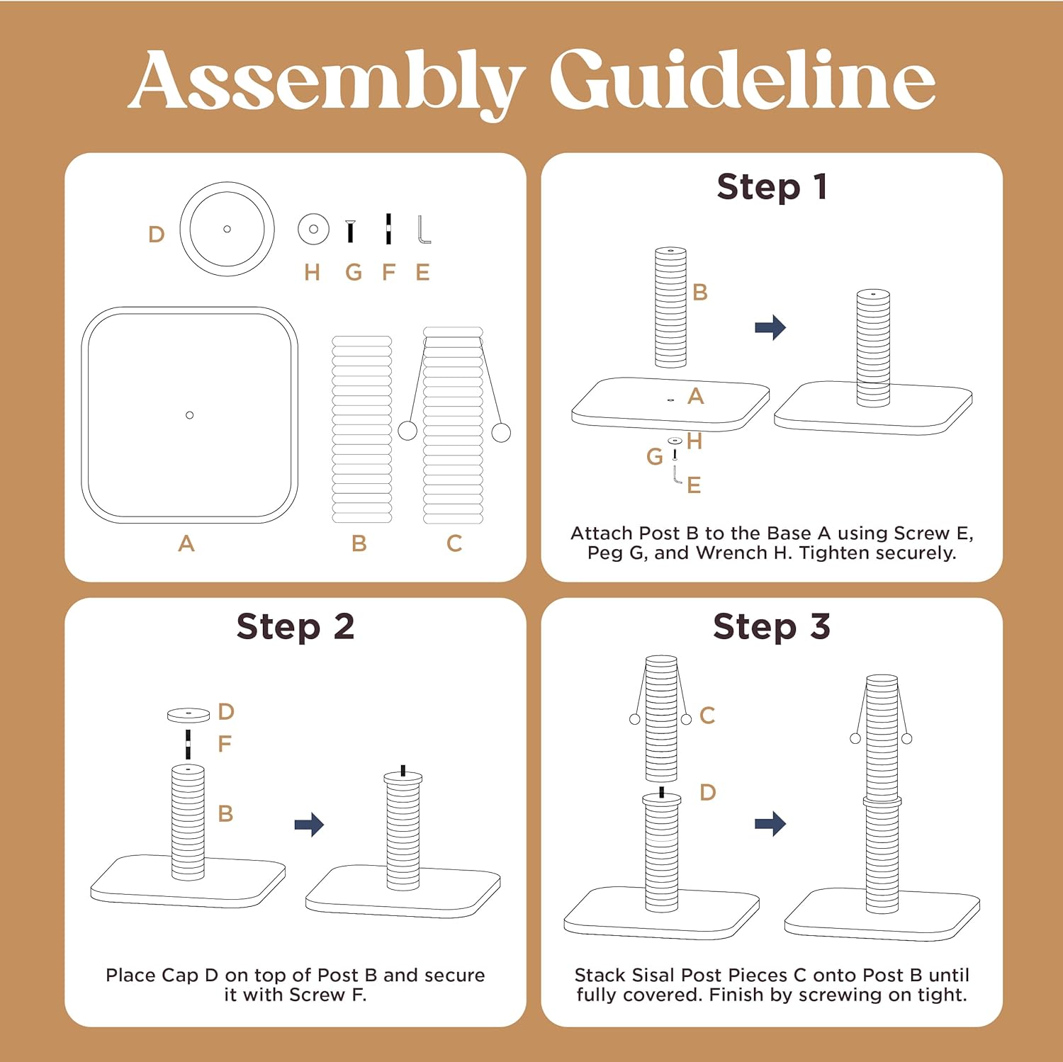 Thumbnail 6 de Lesure Kratzsäule Mittelgroß für Indoor-Katzen (36 × 36 × 74 cm) mit hängendem Spielball, Sisalseil & stabiler Basis – Beige