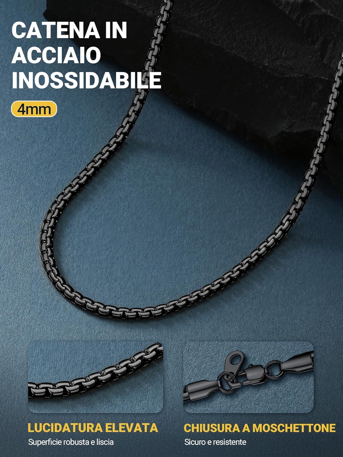 Thumbnail 5 de PROSTEEL Uomo Collana Catena 6 mm