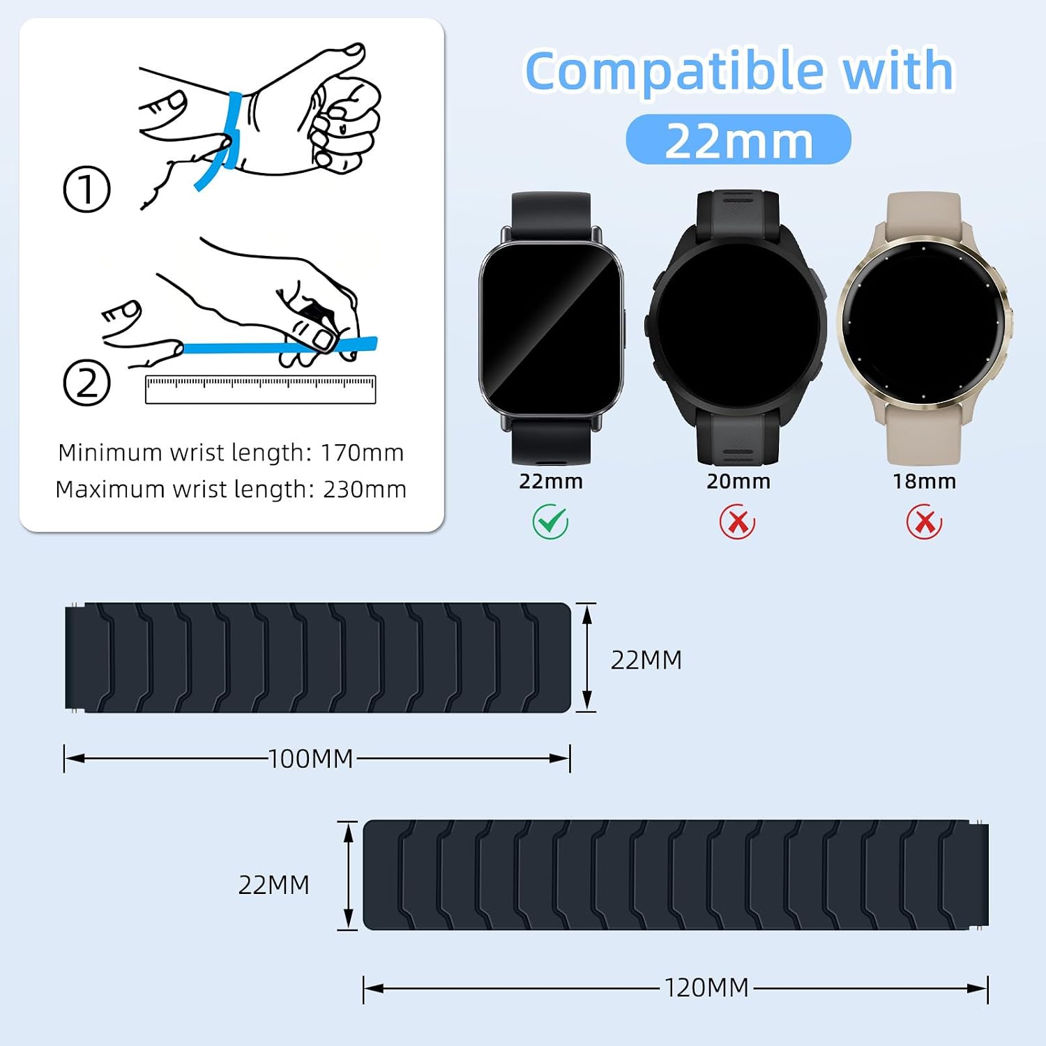 Detalle de Hinnwer 22mm Magnetic Strap for Xiaomi Watch Series (S5, S4, Redmi Watch 5, S3 and more) – Strong Silicone Dual Magnetic Bands in Midnight Blue