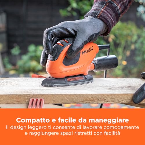 Detalle 2 de BLACK+DECKER Mouse BEW230BCA-QS, levigatrice compatta da 55 W con 10 accessori
