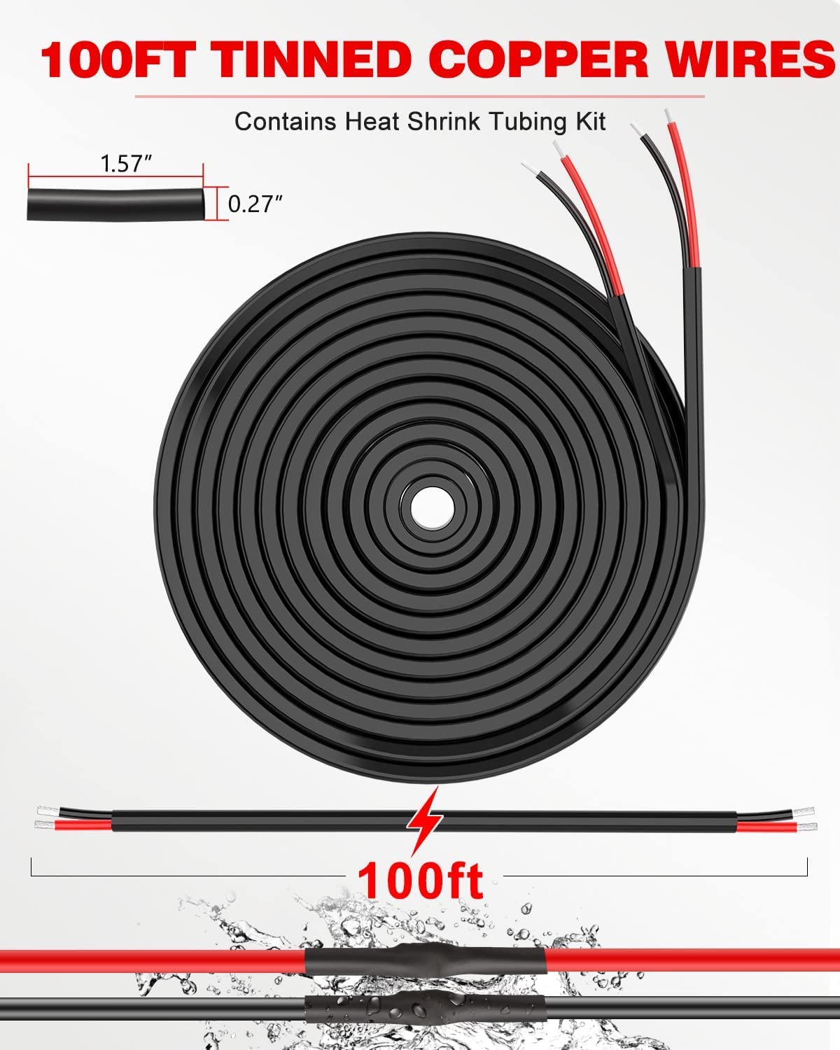 Detalle 2 de NAOEVO 16 Gauge 2 Conductor Wire (16 AWG) – 100 ft of Flexible, PVC Insulated Low-Voltage Cable