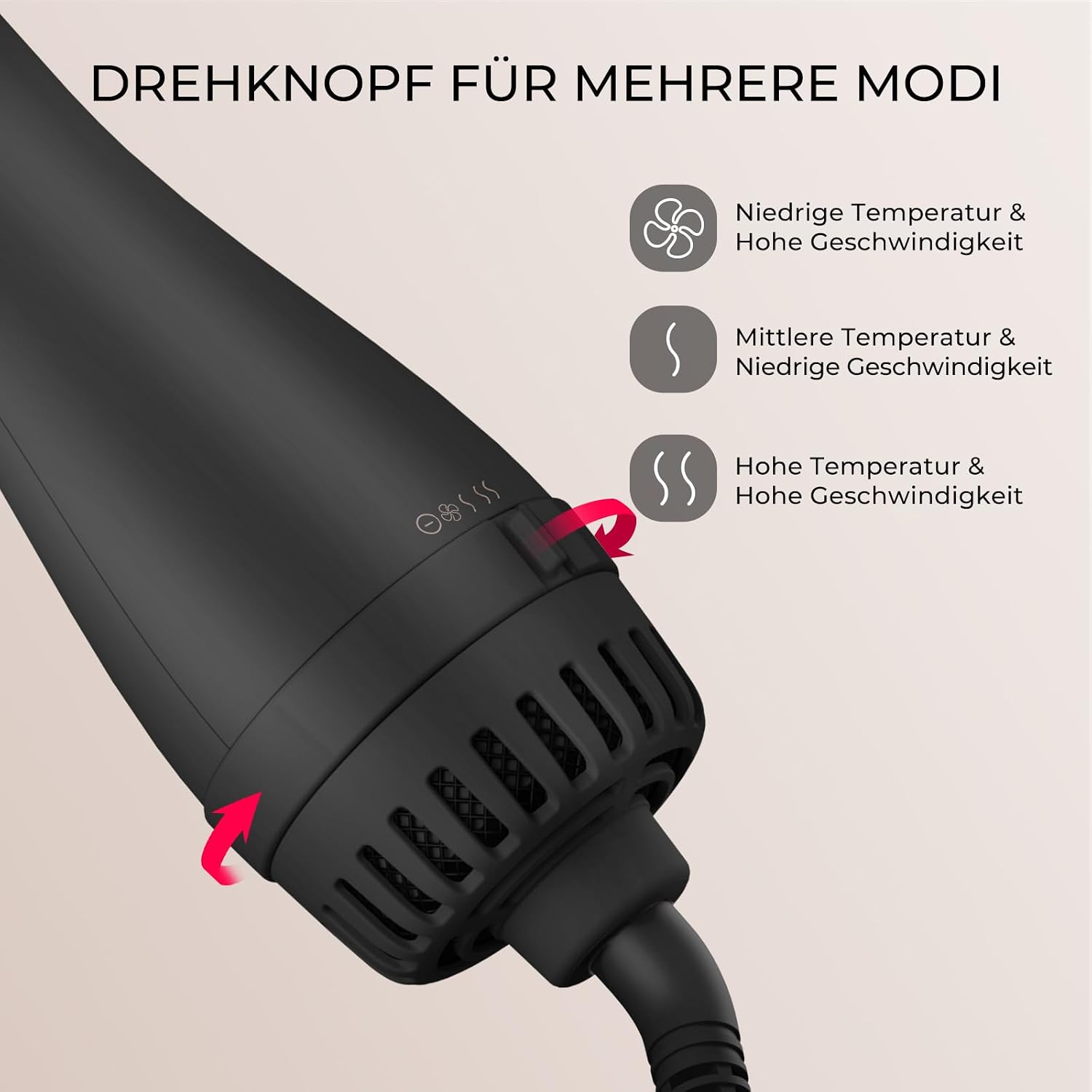 Detalle 2 de TYMO Warmluftbürste Rundbürstenföhn – 4-in-1 Haarstyler mit Titanbeschichtung und Negativ-Ionen