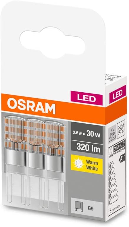 Detalle 2 de OSRAM BASE LED Pinlampe G9, 2,60W, 3 unidades, warmweiß