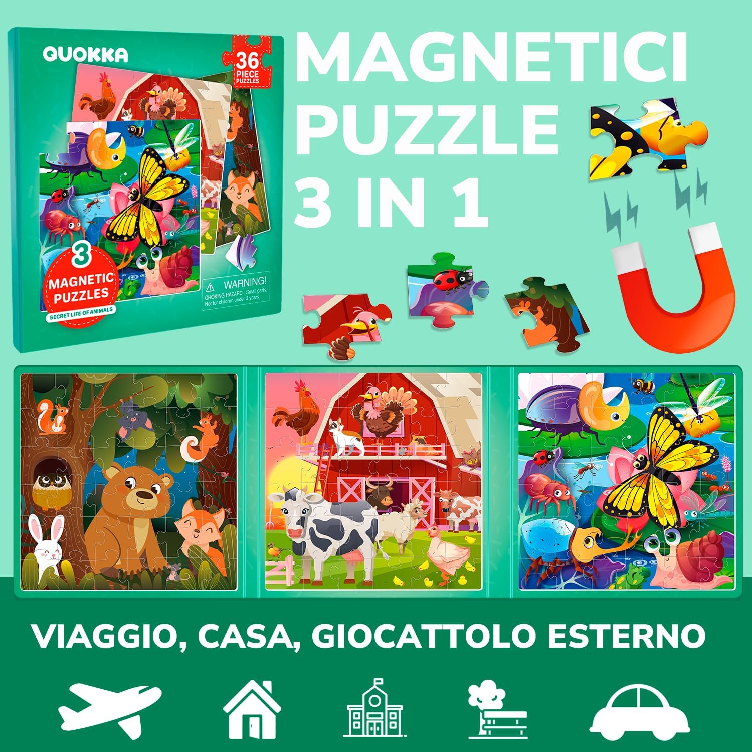Thumbnail 1 de QUOKKA Puzzle Magnetico 36 pezzi 17,5×52,6 cm