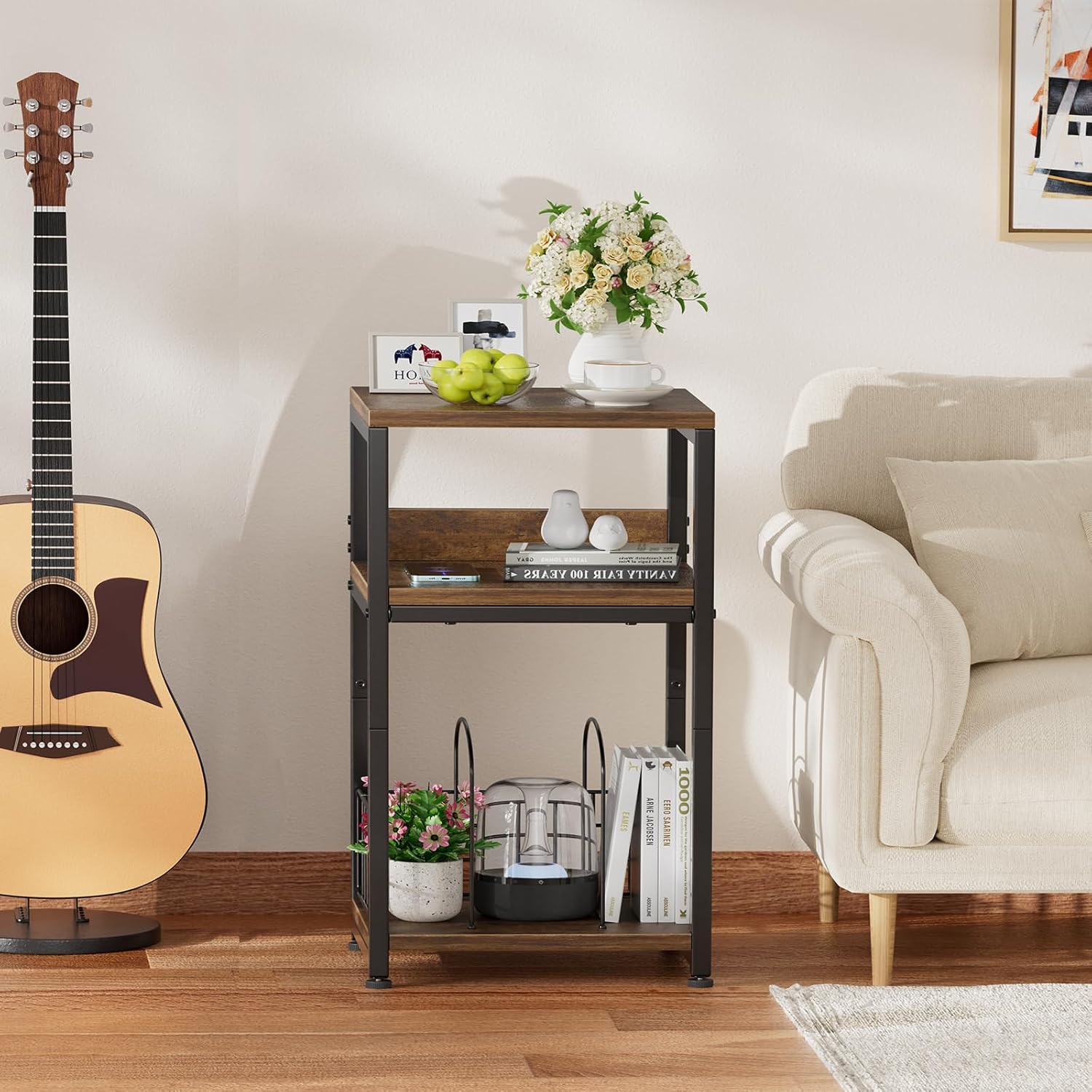 Thumbnail 2 de Simple Trending Record Player Stand: Rustic 3-Tier Turntable and Vinyl Storage