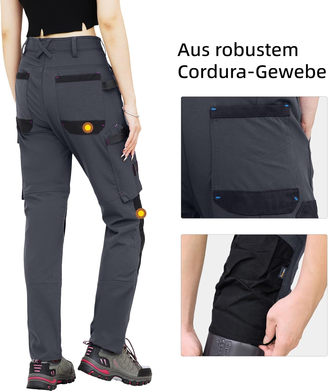Thumbnail 2 de WORK IDEA Damen Slim-Fit Stretch Arbeitshose mit Cordura an kritischen Bereichen – elastisch, robust & mit Taschen