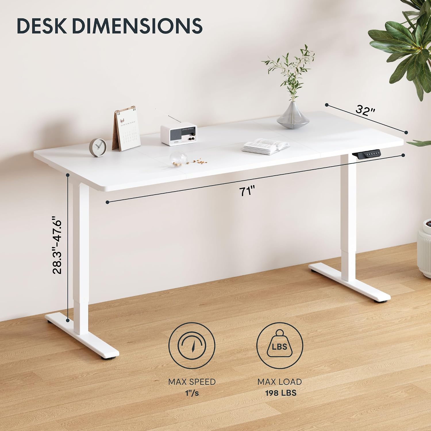 Detalle de FLEXISPOT Electric Standing Desk, 71 x 32 in.