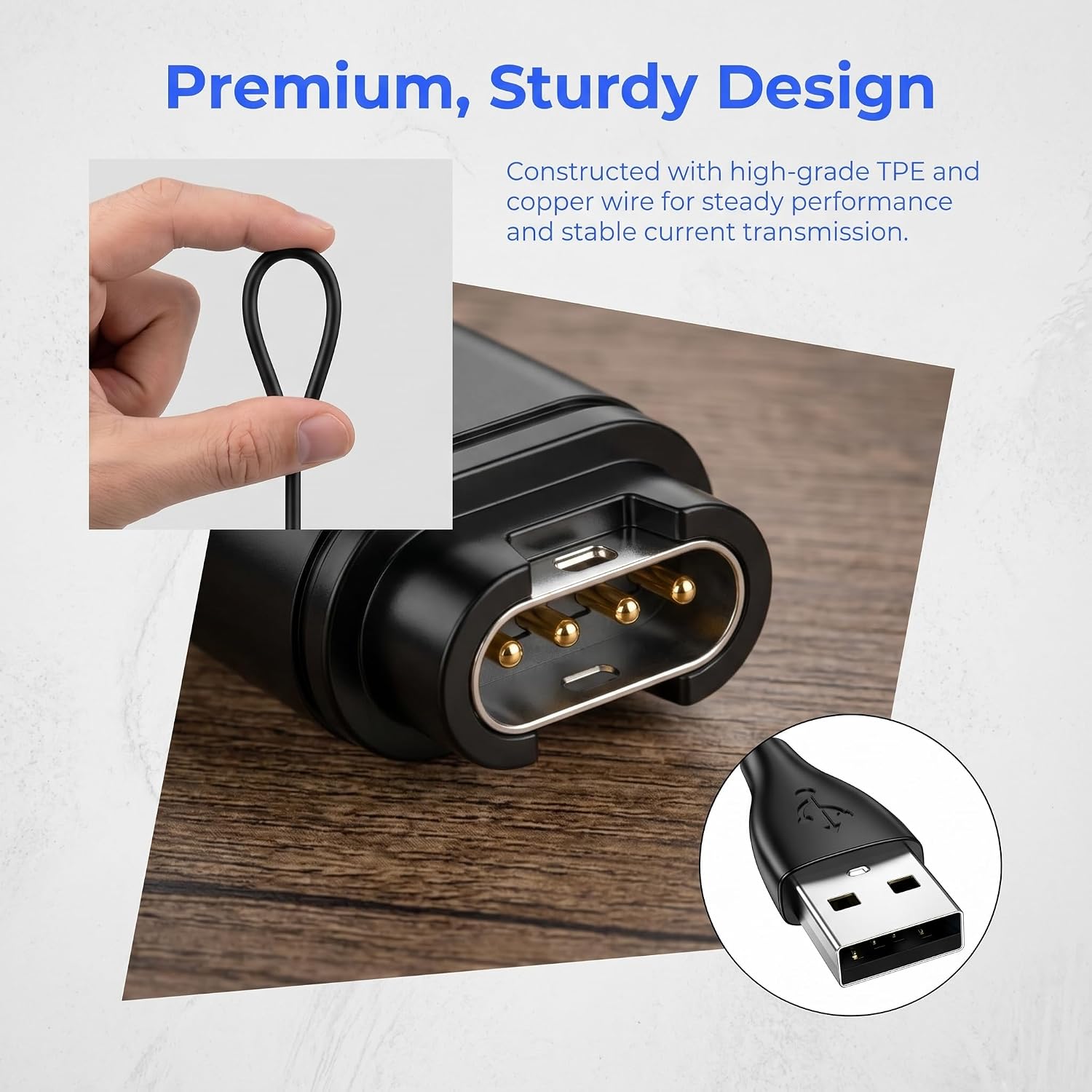 Thumbnail 2 de 2 Pack USB Charging Cables for Garmin Watches – Compatible with Fenix 7/6/5 Series, Forerunner, Venu, Vivoactive, Instinct and more