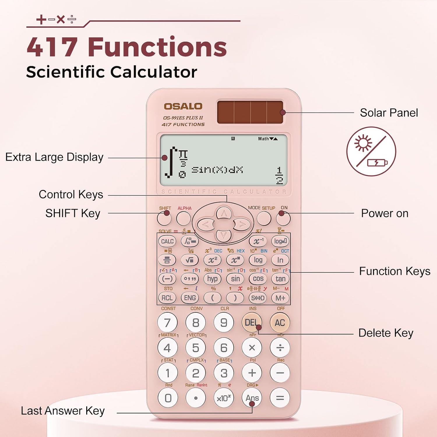 Thumbnail 2 de OSALO 417 Function Scientific Calculator