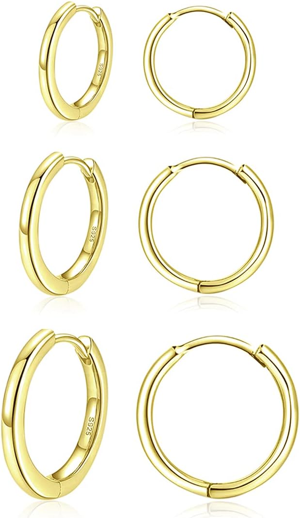 Thumbnail 5 de Hasnsofie Silber Creolen Set – 3 Paare 10/12/14 mm, 925 Sterling Silber, rosegold veredelt, hypoallergen