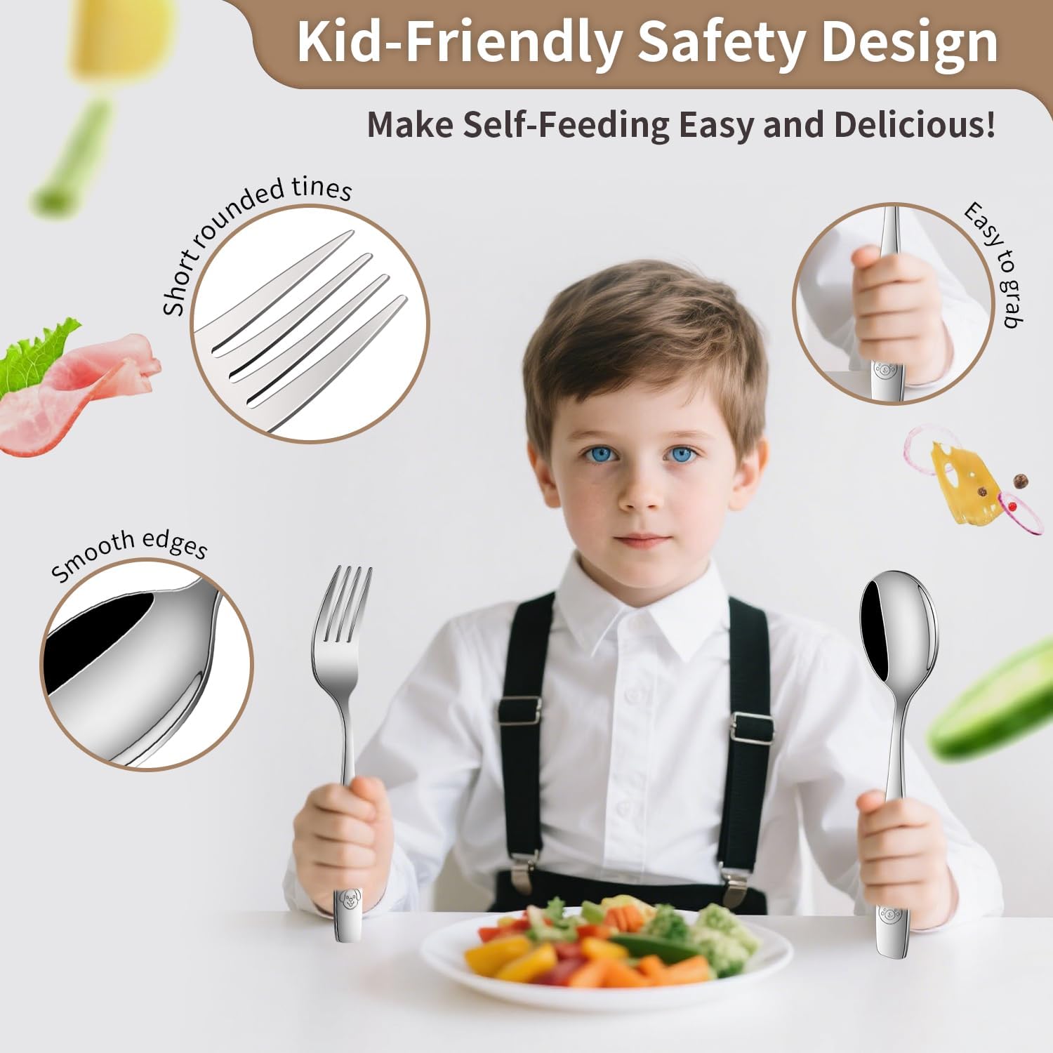 Detalle de DEHOV Toddler Silverware 12-Piece Stainless Steel Fork and Spoon Set