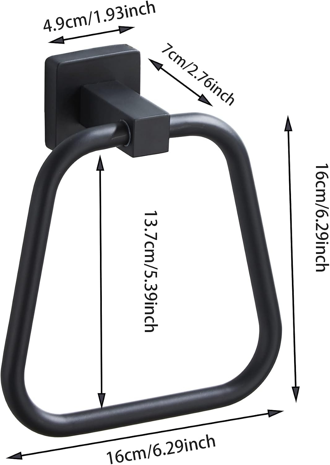 Thumbnail 6 de bluebyrne Matte Black Towel Ring, Wall-Mounted Stainless Steel Holder