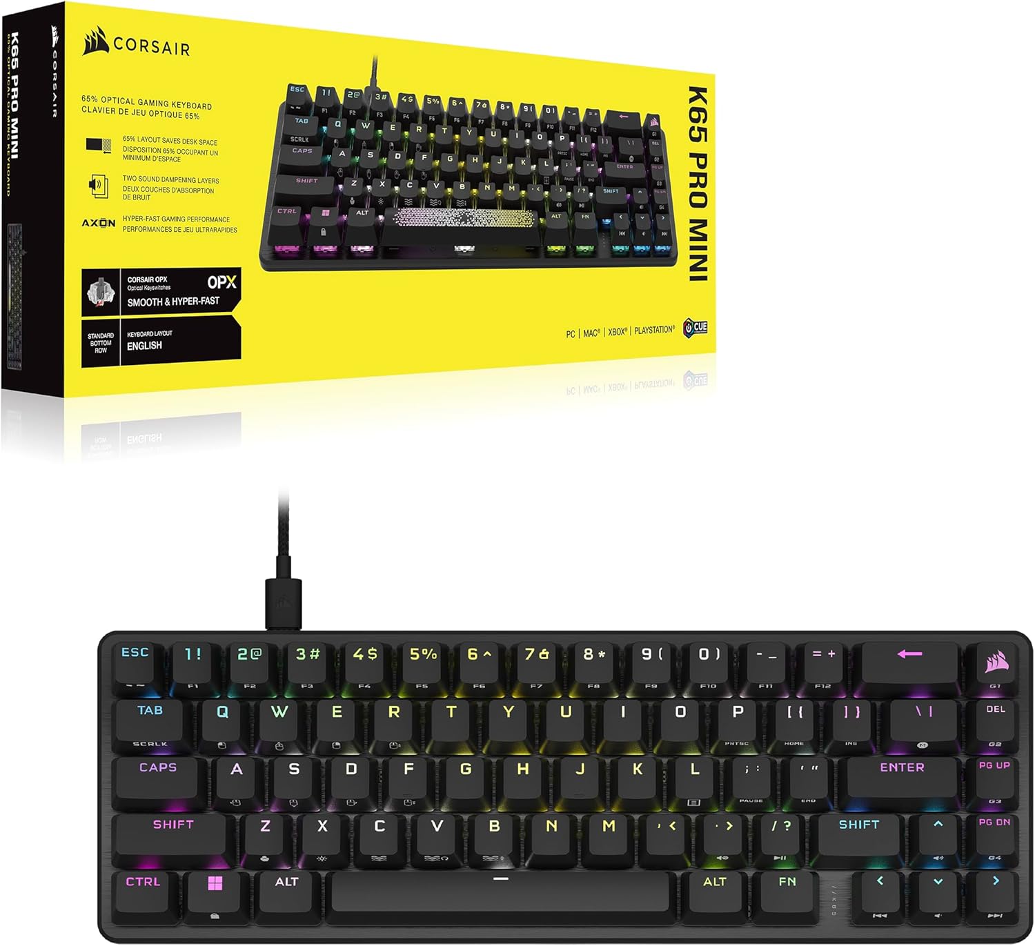 Thumbnail 6 de Corsair K65 PRO MINI RGB 65% Optical-Mechanical Keyboard (UK Layout)