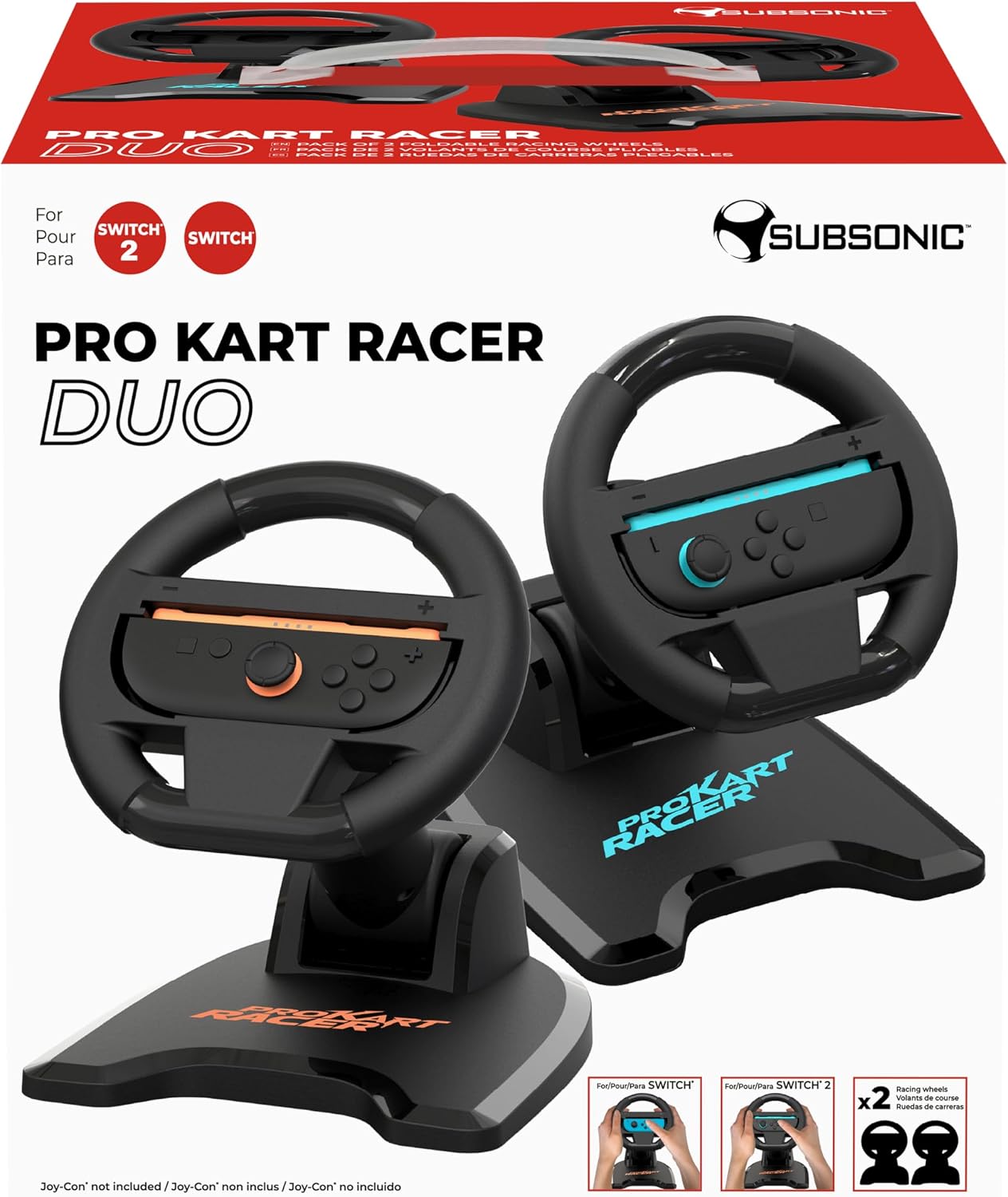 Detalle de Subsonic lot de 2 volants de course pour Joy-Con Switch et Switch 2 (noir)