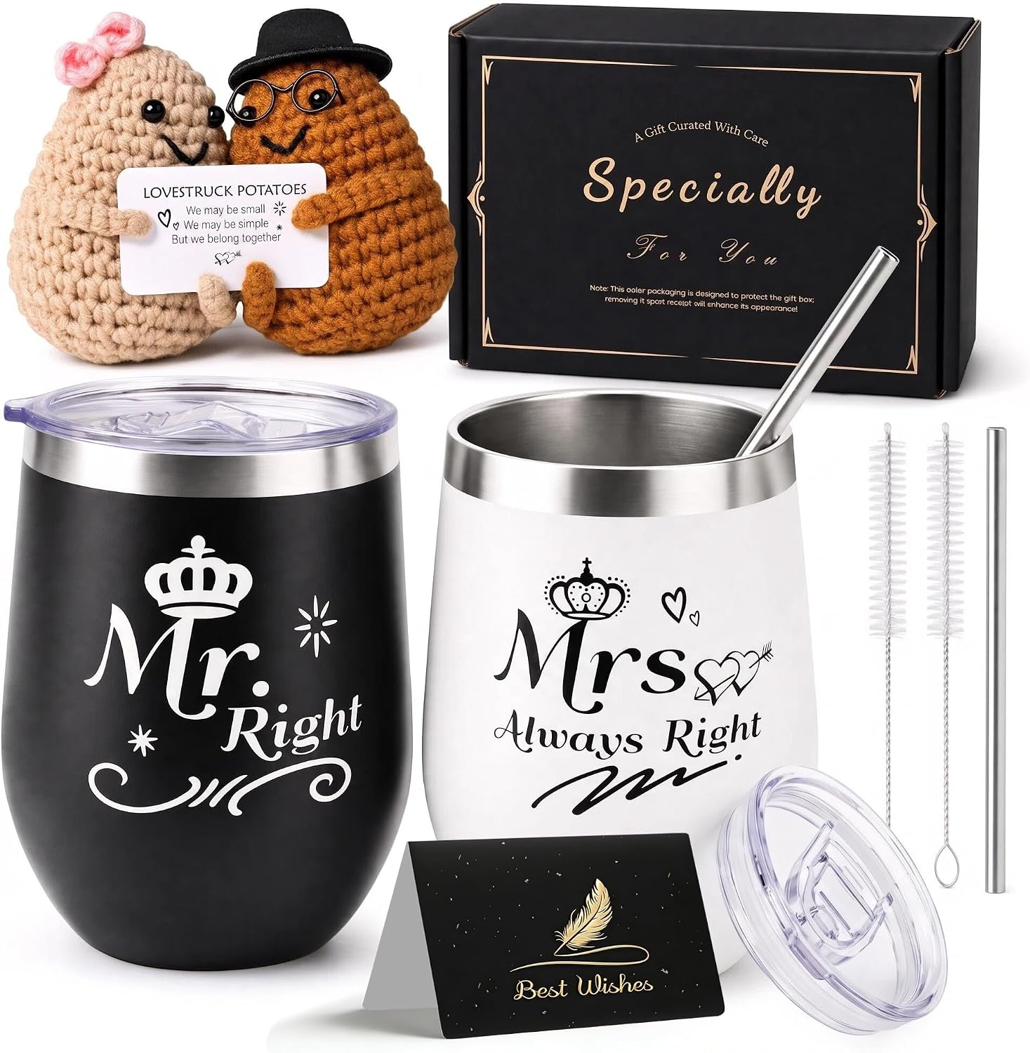 Detalle de RYLIFEOGI RYLIFEOGIA13010# Mr & Mrs-mokkenset van roestvrij staal, 360 ml