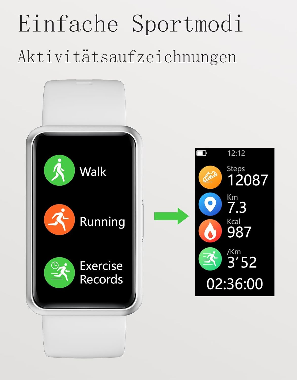 Thumbnail 3 de HUAKUA Schrittzähler Uhr – autonome Fitnessuhr mit 1,47 Zoll Touchscreen, IP68, Schlafmonitor und Kalorienzähler