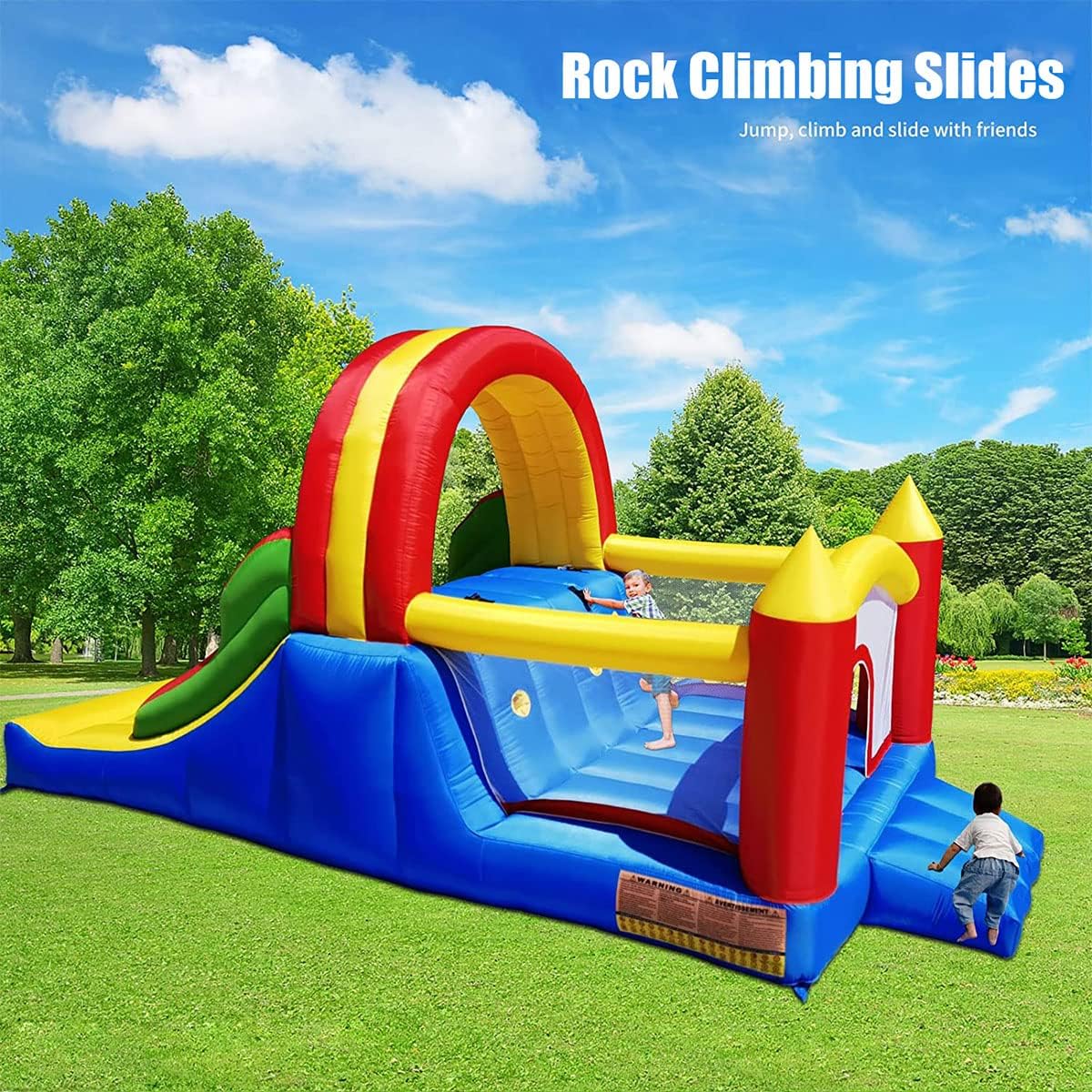 Detalle de Ballsea Large Inflatable Bounce House with Dual Slides and Climbing Wall – 4.88 x 2.23 x 2.2m