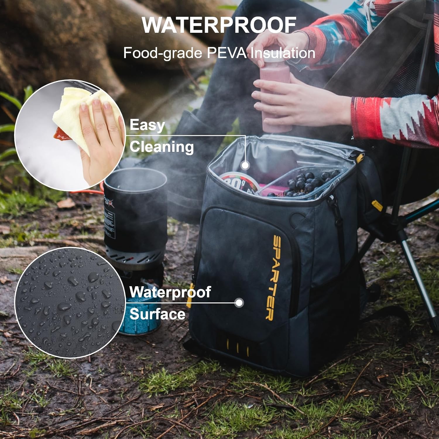 Thumbnail 4 de SPARTER Backpack Cooler Insulated Leak Proof 33 Cans: Two-Chamber Lunch & Beverage Pack