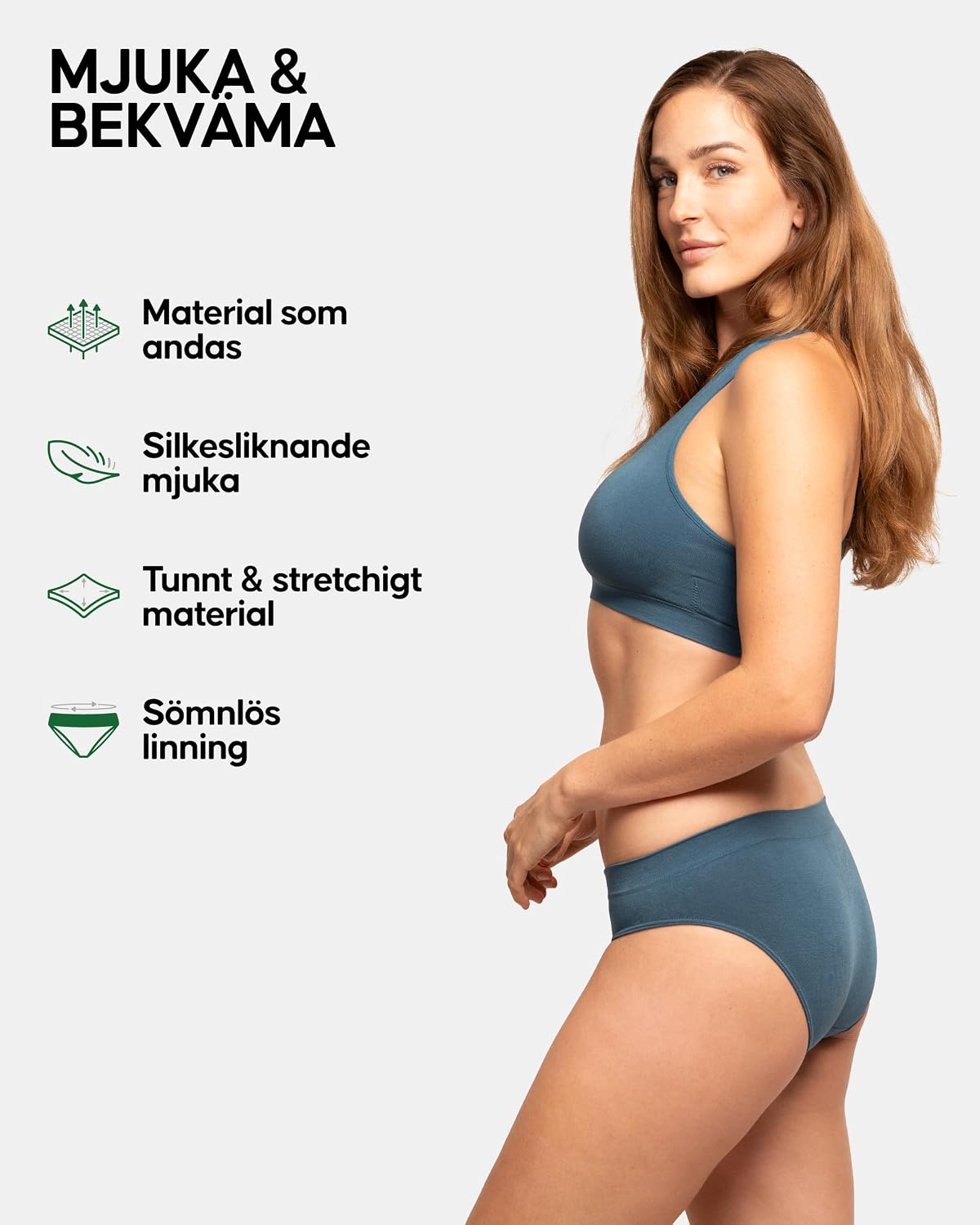 Detalle de DANISH ENDURANCE sömlösa bambutrosor i bikinimodell, 3-pack