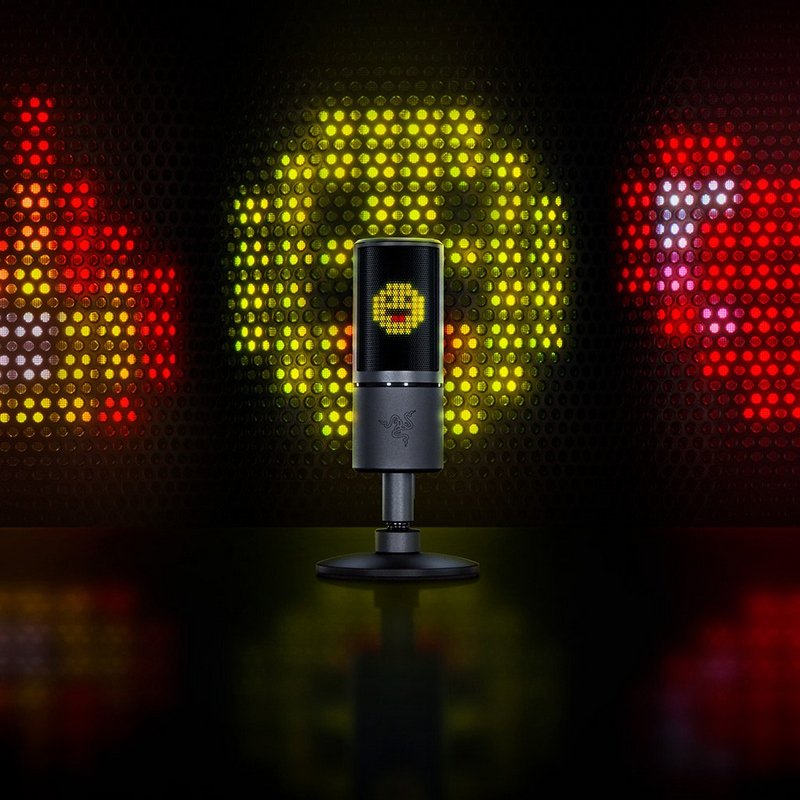 Detalle de Razer Seiren Emote: micrófono USB con pantalla LED de emoticonos para streamers