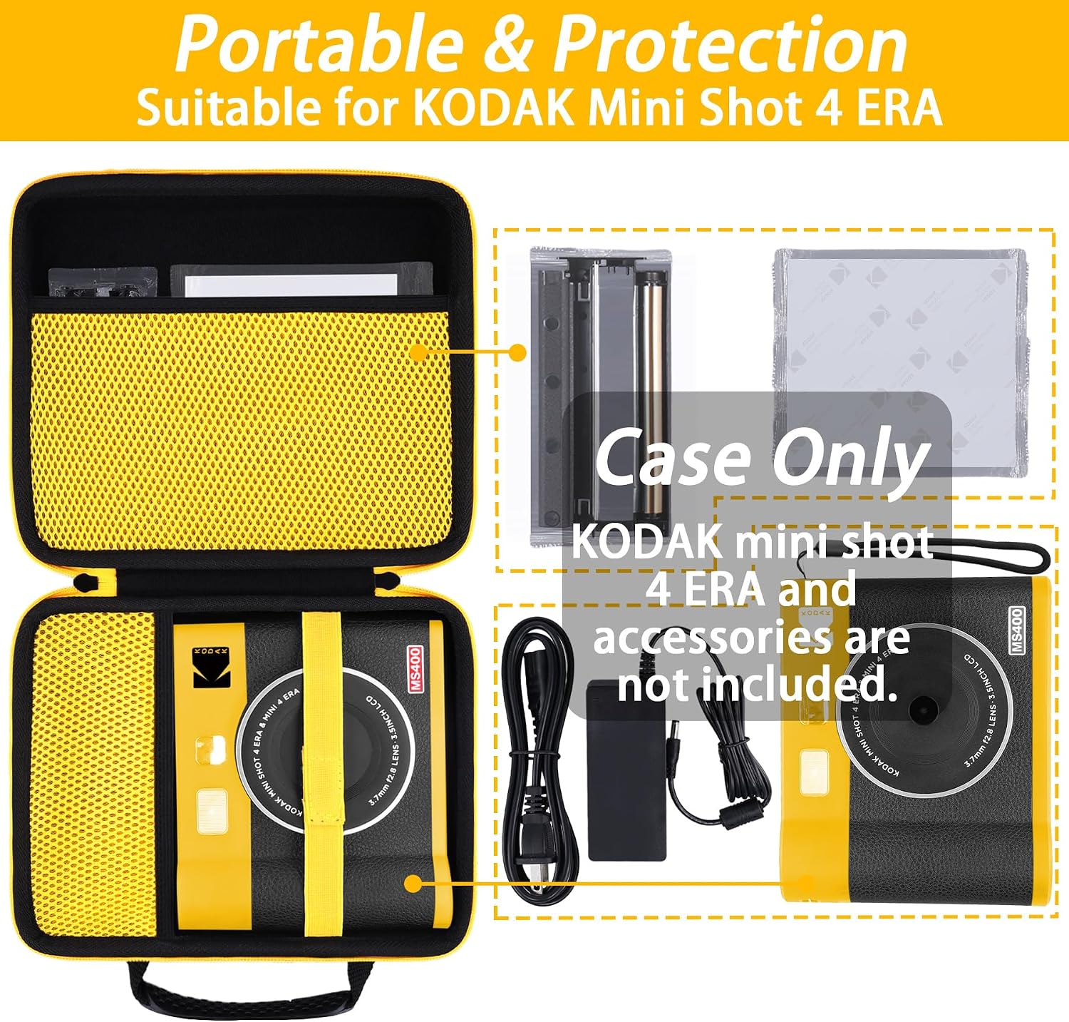 Thumbnail 6 de Khanka Kodak Mini Shot 4 ERA 4PASS 2-in-1 Case (Case Only) – Protective EVA Travel Cover for Kodak Mini Shot 4 Era