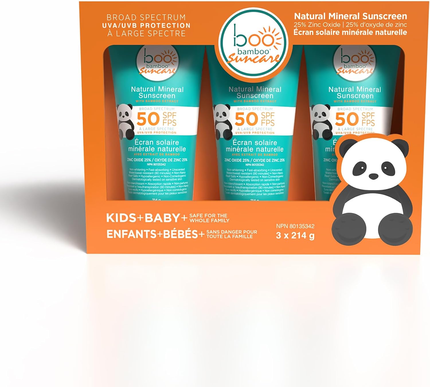 Detalle de Boo Bamboo SPF 50 Mineral Sunscreen, 25% Zinc Oxide, 214 g, 3-Pack