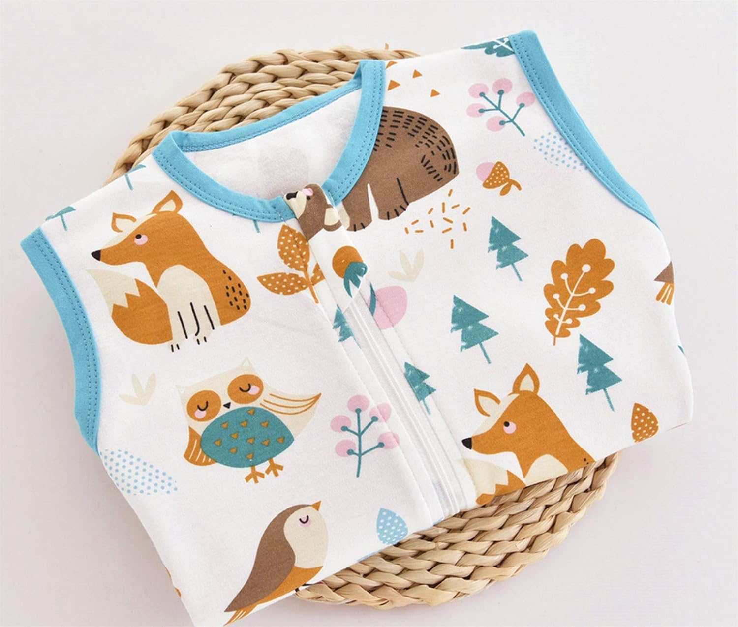 Detalle de Chilsuessy Baby Schlafsack Sommer mit Füßen 0.5 Tog – 100% Baumwolle, Waldtiere, 70–100 cm