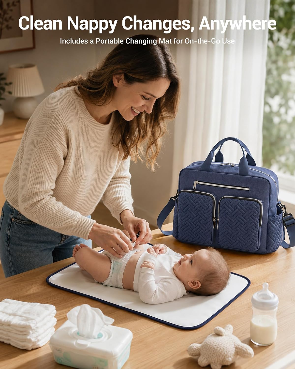 Thumbnail 1 de Kono Baby Changing Bag: Multifunction Nappy Bag with Portable Changing Mat