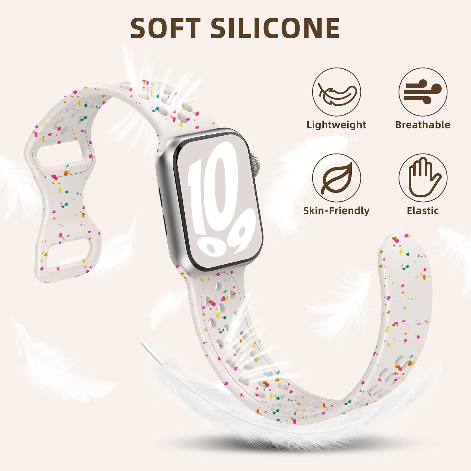 Detalle 2 de Gulemfy Silicone Sports Band for Apple Watch, Breathable Perforated Design